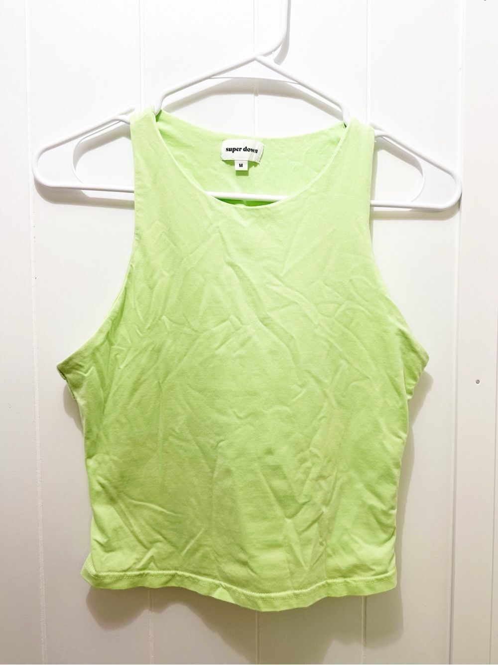 Superdown double lined neon green tank size medium